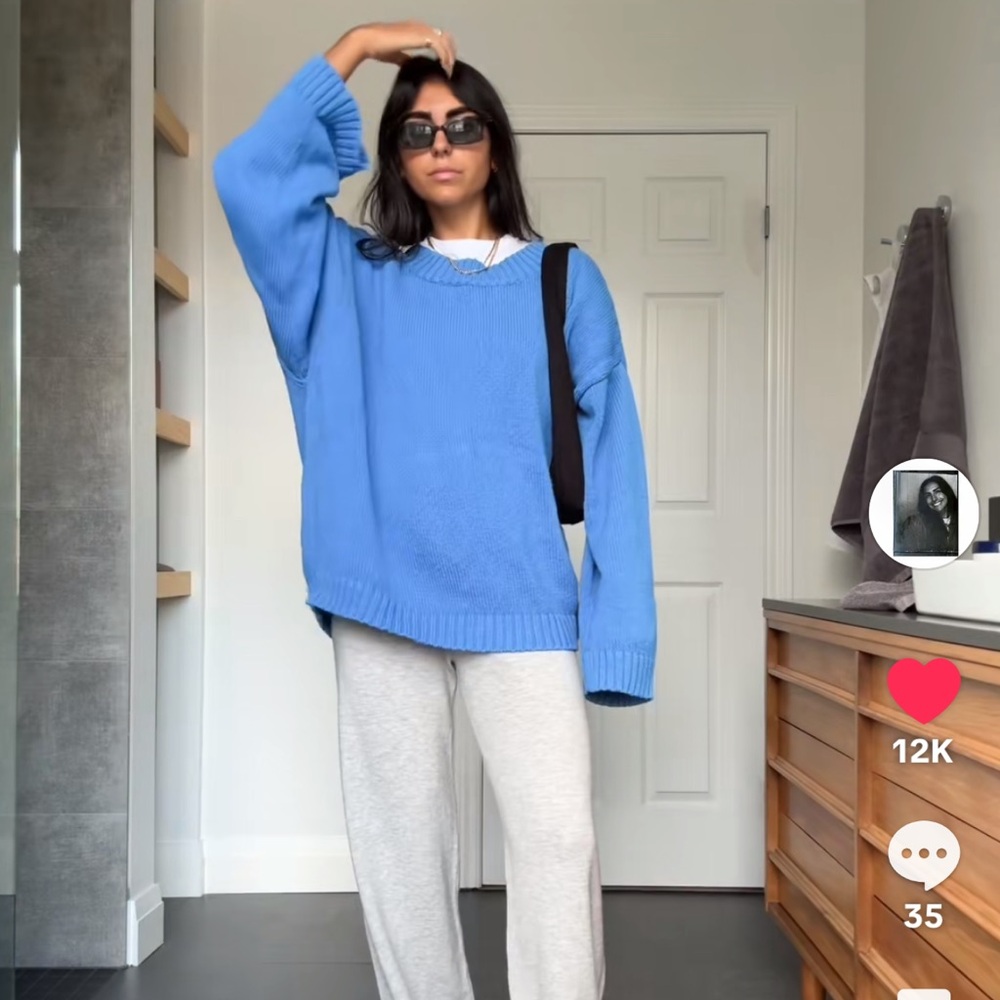 RARE James Street Co Blue Cotton Blake Sweater